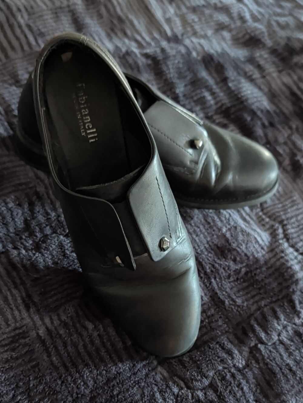 Fabianelli Women’s Black Leather Slip-On Loafers